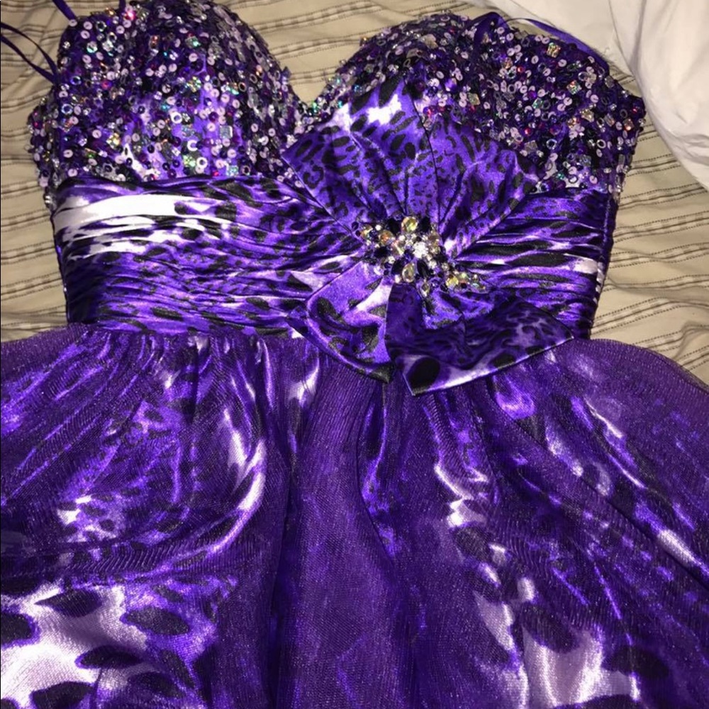Dark purple cheetah prom dress small